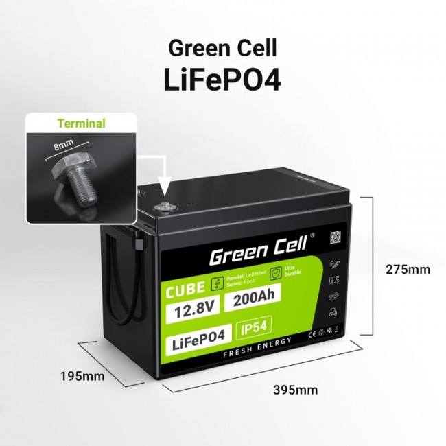 Green Cell LFPGC12V200AH UPS battery Lithium Iron Phosphate (LiFePO4) 12.8 V 200 Ah Green Cell LFPGC12V200AH UPS battery Lithium Iron Phosphate (LiFePO4) 12.8 V 200 Ah