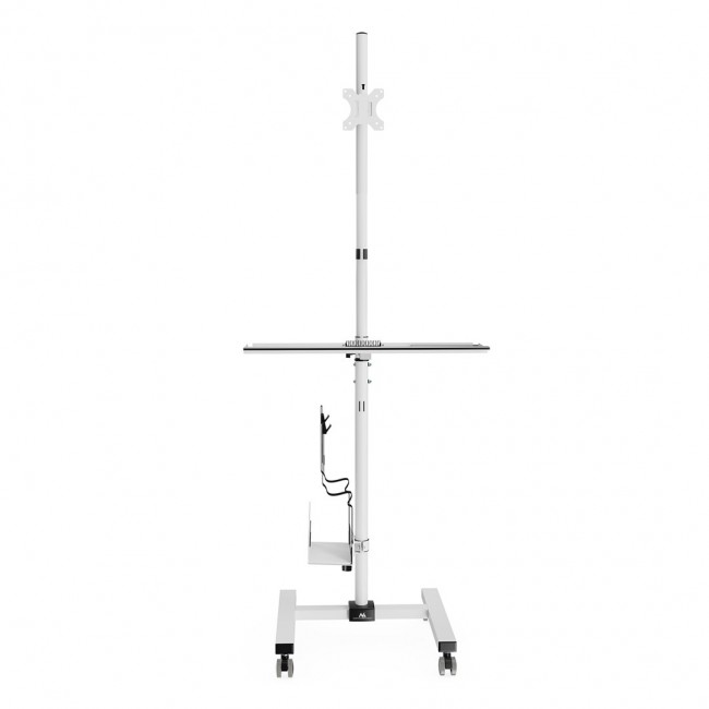 Maclean professional laptop stand cart, mobile computer workstation on wheels, max 17