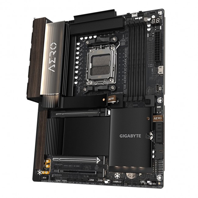 GIGABYTE X870E AERO X3D DARK WOOD Motherboard - Supports AMD Ryzen 9000 CPUs, 16+2+2 Phases Digital VRM, up to 9000Hz DDR5 (OC), 2xPCIe 5.0 + 2xPCIe 4.0, Wi-Fi 7, 5GbE LAN, USB 4 GIGABYTE X870E AERO X3D DARK WOOD Motherboard - Supports AMD Ryzen 9000 CPUs, 16+2+2 Phases Digital VRM, up to 9000Hz DDR5 (OC), 2xPCIe 5.0 + 2xPCIe 4.0, Wi-Fi 7, 5GbE LAN, USB 4