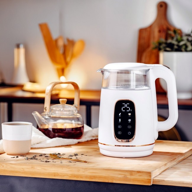 Adler AD 1305WG electric kettle 1.7 L 2200 W Transparent, Gold, White