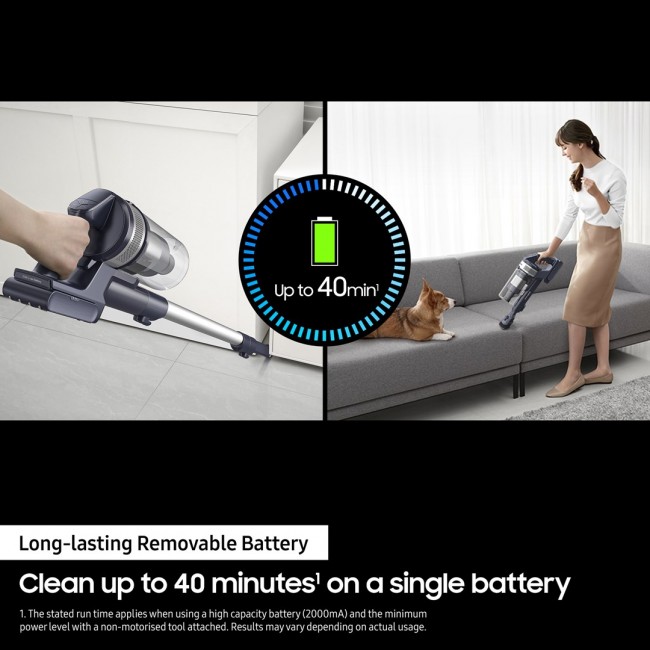 Samsung VS15A60AGR5 stick vacuum/electric broom 2-in-1 stick vacuum Battery Dry HEPA Bagless 150 W Silver