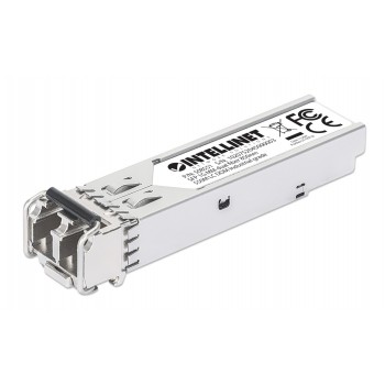 Intellinet Industrial Gigabit Fiber SFP Optical Transceiver Module 1000Base-SX (LC) Multi-Mode Port, 550 m, MSA-compliant for Maximum Compatibility, Silver