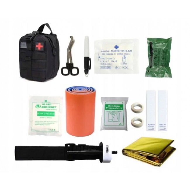 Tactical military first aid kit with 12 elements. HELBO Depan HEL004 black Tactical military first aid kit with 12 elements. HELBO Depan HEL004 black