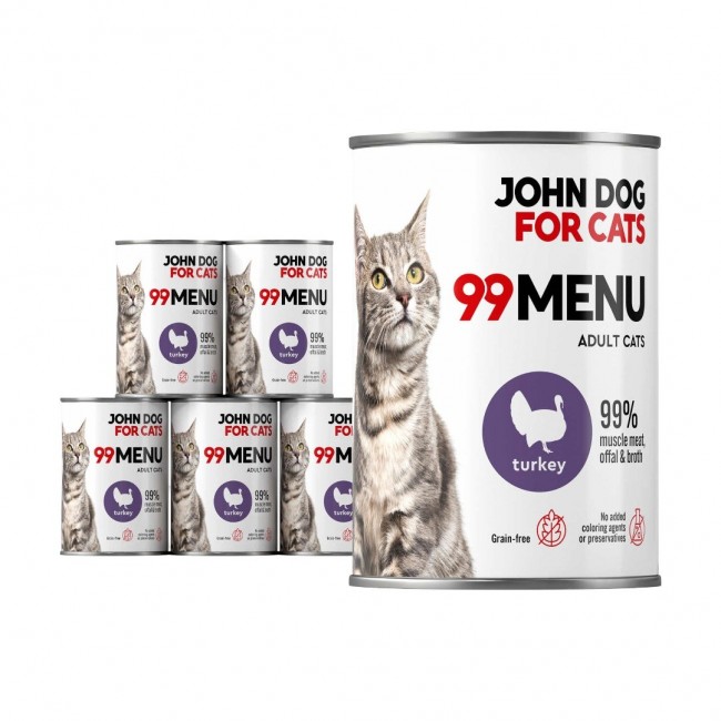 JOHN DOG 99 Menu Turkey - wet cat food - 6 x 400g