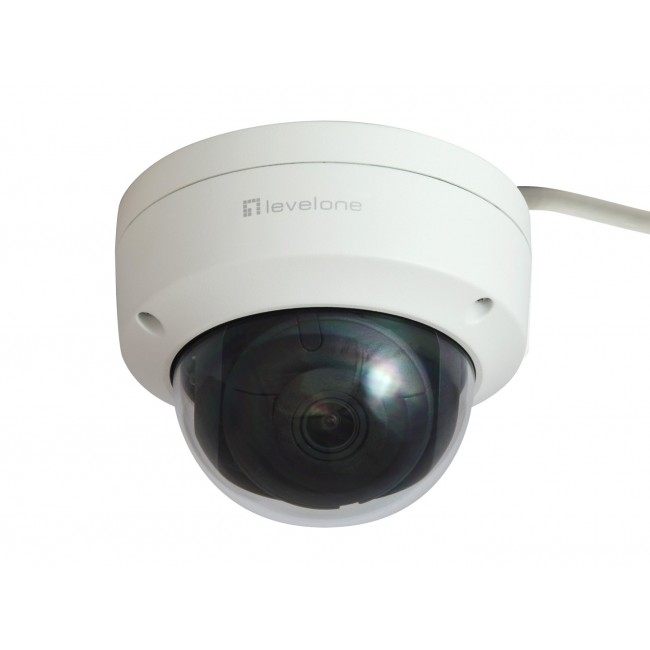 LevelOne GEMINI Fixed Dome IP Network Camera, 4-Megapixel, H.265, 802.3af PoE, IR LEDs, Indoor/Outdoor