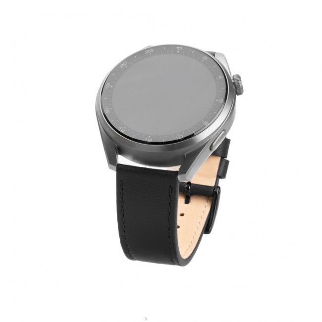 FIXED Leather Strap for Smartwatch 22mm wide, black