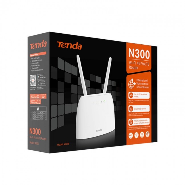 Tenda N300 wireless router Fast Ethernet Single-band (2.4 GHz) 4G White Tenda N300 wireless router Fast Ethernet Single-band (2.4 GHz) 4G White
