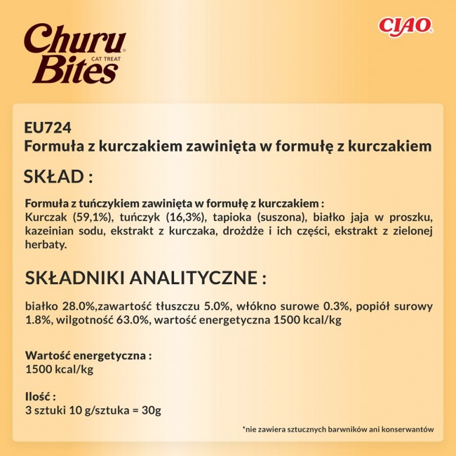 INABA Churu Bites Chicken recipe wraps - cat treats - 3x10 g INABA Churu Bites Chicken recipe wraps - cat treats - 3x10 g