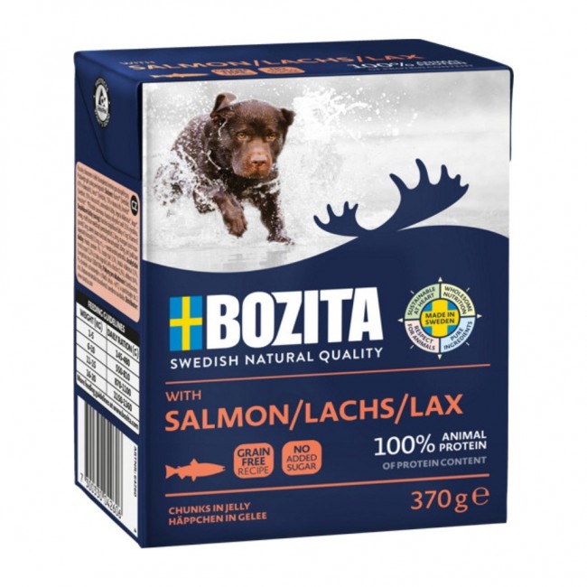 BOZITA Meat chunks with salmon in jelly wet dog food 370 g