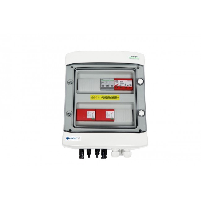 Switchgear attached DCAC hermetic IP65 EMITTER with DC surge arrester Dehn 1000V type 1+2, 2 x PV string, 2 x MPPT // og. AC Dehn type 1+2, 20A 3-F
