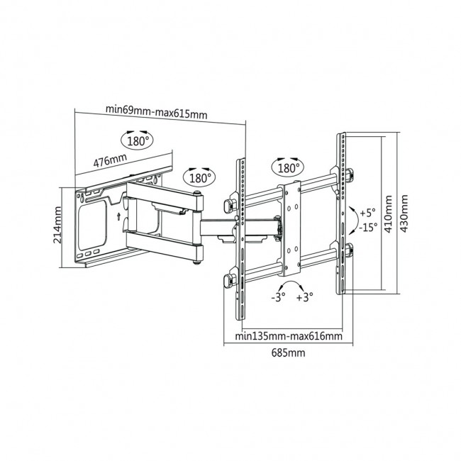 Cabletech TV bracket 37-70 