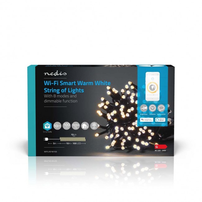 Nedis WIFILX01W100 decoration lighting Light decoration chain 100 bulb(s) LED 2.21 W G Nedis WIFILX01W100 decoration lighting Light decoration chain 100 bulb(s) LED 2.21 W G