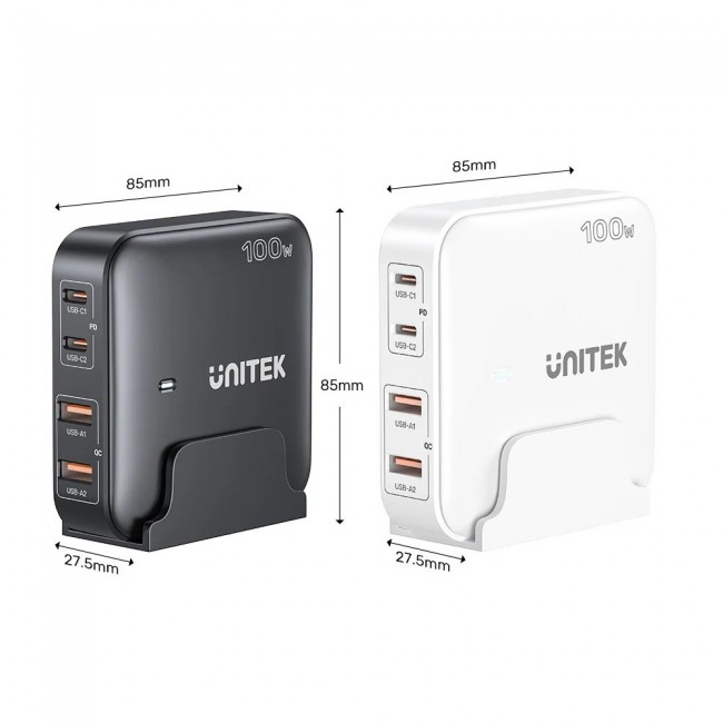 GaN network charger - Unitek P1229AWH01-EU | 100W 2x USB-C 2x USB-A GaN network charger - Unitek P1229AWH01-EU | 100W 2x USB-C 2x USB-A