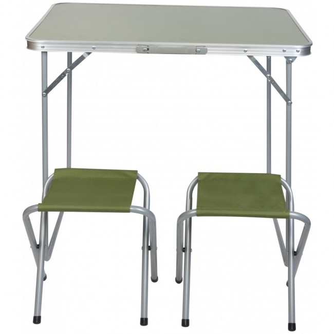 Enero folding camping hiking table 80 x 60 x 70 cm + two chairs green Enero folding camping hiking table 80 x 60 x 70 cm + two chairs green