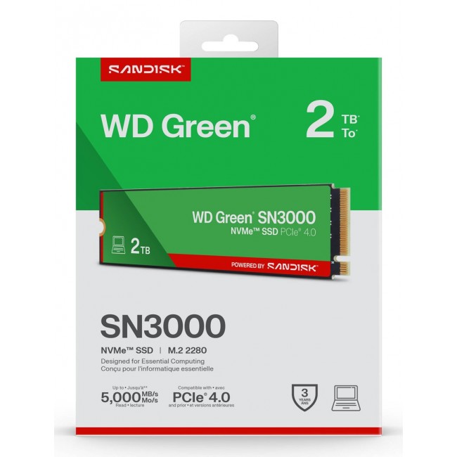 Western Digital Green WD SN3000 NVMe SSD POWERED BY SANDISK 2 TB