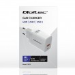 Qoltec 51825 GaN 45W charger| 5-20V | 1.5-3A | 1 x USB-C PD | 1x USB QC 3.0 | White