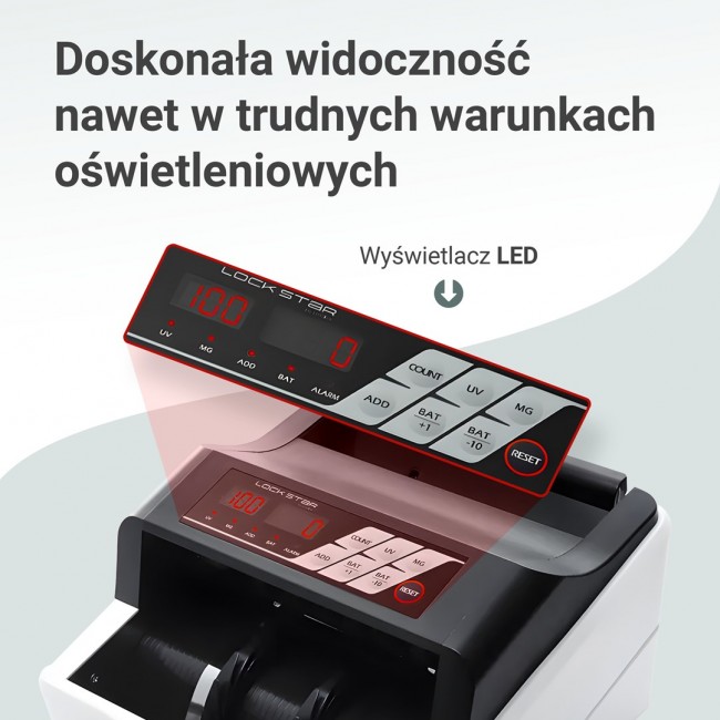 Extralink LOCKSTAR PROFESJONALNA LICZARKA NOMINALOWA DO BANKNOT W UV, IR, MG X-300 Banknote counting machine White Extralink LOCKSTAR PROFESJONALNA LICZARKA NOMINALOWA DO BANKNOT W UV, IR, MG X-300 Banknote counting machine White