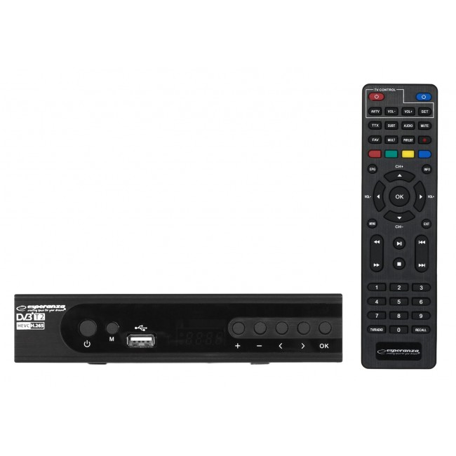 Esperanza EV106P Digital DVB-T2 H.265/HEVC tuner, Black