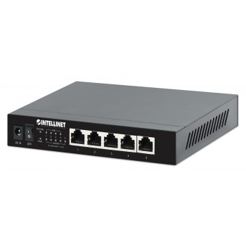 Intellinet 5-Port 2.5G Ethernet PoE+ Switch Four PSE PoE+ Ports, 10/100/1000/2500 Mbps on all Ports, 55 W PoE Power Budget, Unmanaged, Desktop Format, Wall-mount Option