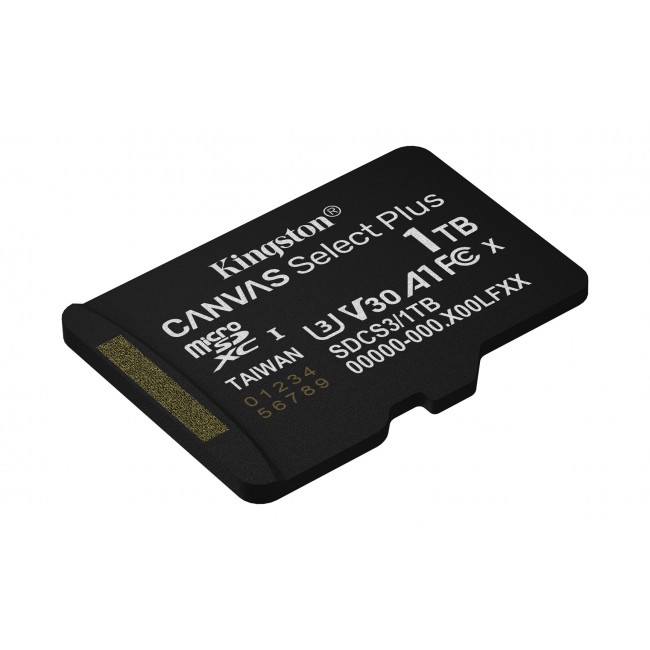 Kingston Technology 1TB microSDXC Canvas Select Plus Gen3 150MB/s A1 Card + Adapter Kingston Technology 1TB microSDXC Canvas Select Plus Gen3 150MB/s A1 Card + Adapter