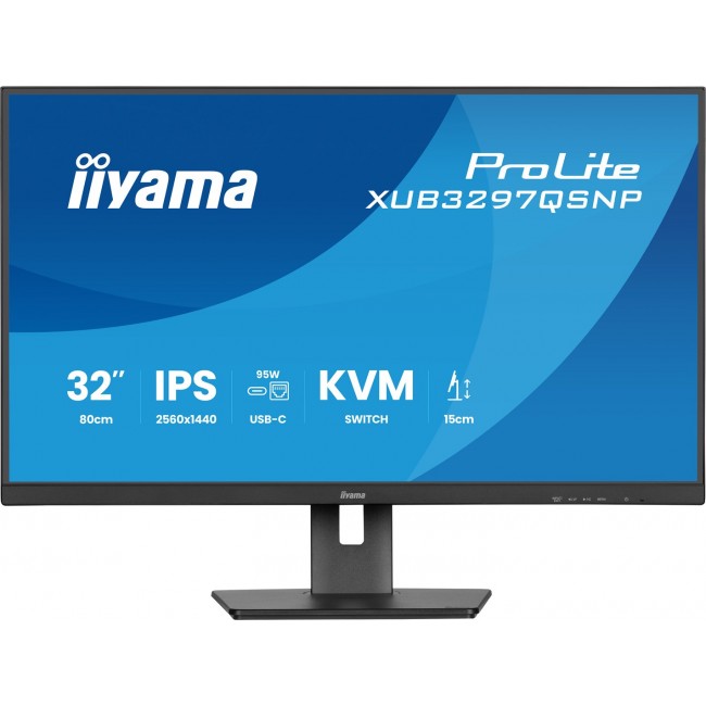 iiyama ProLite 32 QHD IPS technology panel with RJ45 (LAN), KVM Switch and USB-C Dock with 95W power delivery