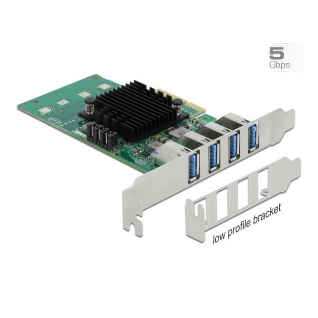 DeLOCK PCI Express x4 Card to 4 x external USB 3.0 Quad Channel - Low Profile Form Factor