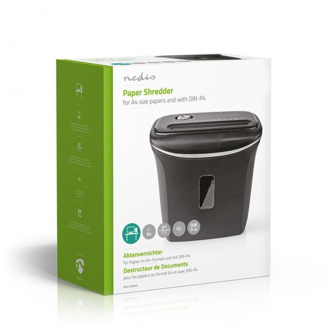 Nedis PASH120BKA4 paper shredder Strip shredding 22 cm Black Nedis PASH120BKA4 paper shredder Strip shredding 22 cm Black
