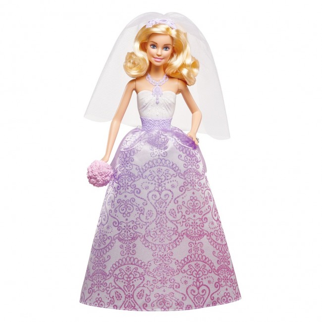 Barbie Wedding Gift Set with 4 Dolls & 5 Accessories, Bridal Party with Bouquets & Cake