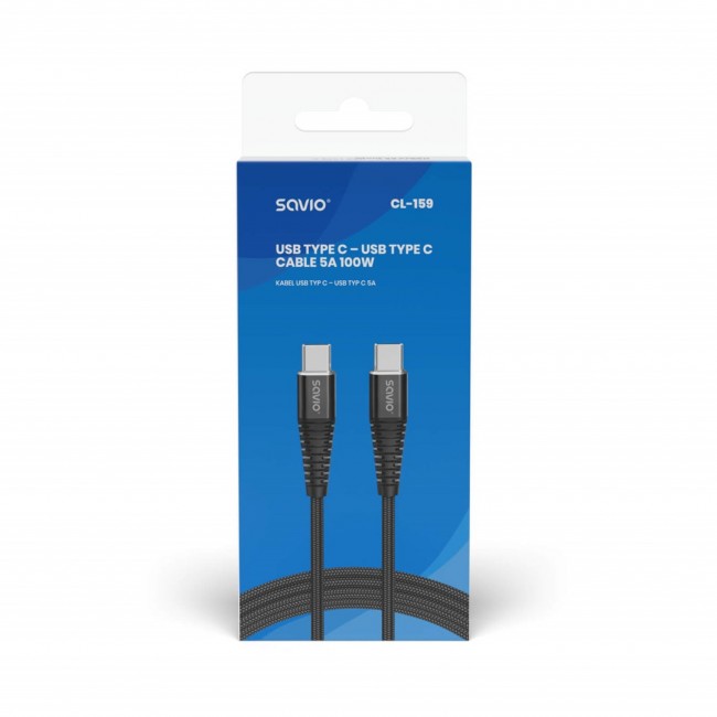 Savio CL-159 USB cable 1 m USB 2.0 USB C - USB C Black