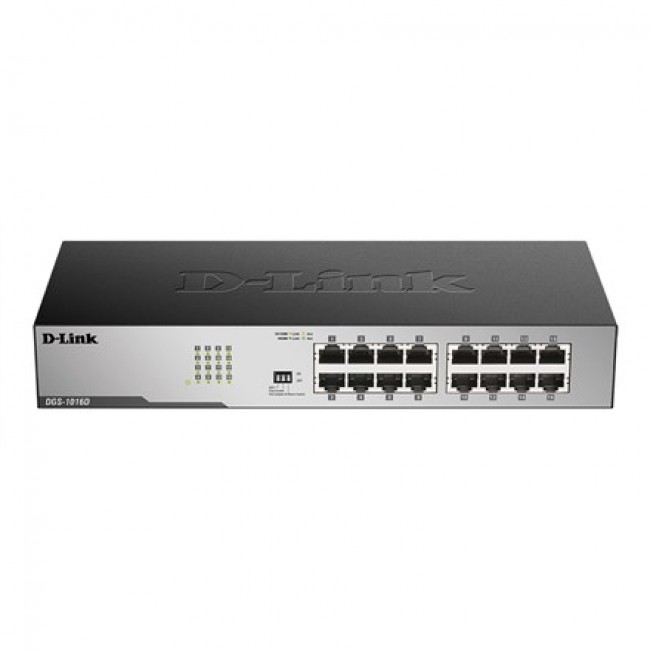 D-Link DGS-1016D/E network switch Unmanaged Black, Metallic