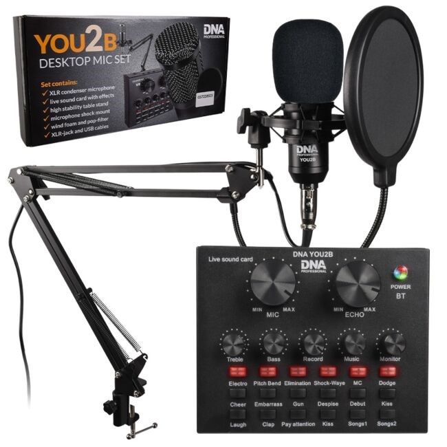 DNA YOU2B - podcast kit (microphone, audio interface, tripod)