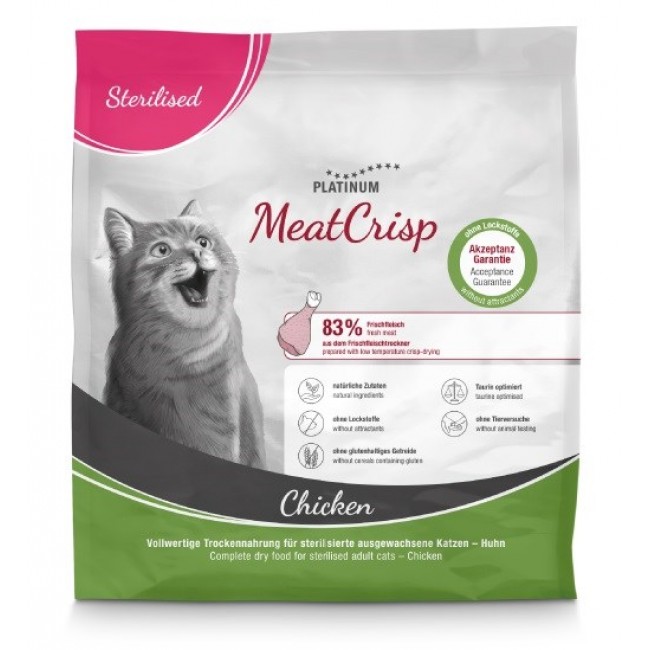 PLATINUM MeatCrisp Sterilised Chicken - dry cat food - 400g