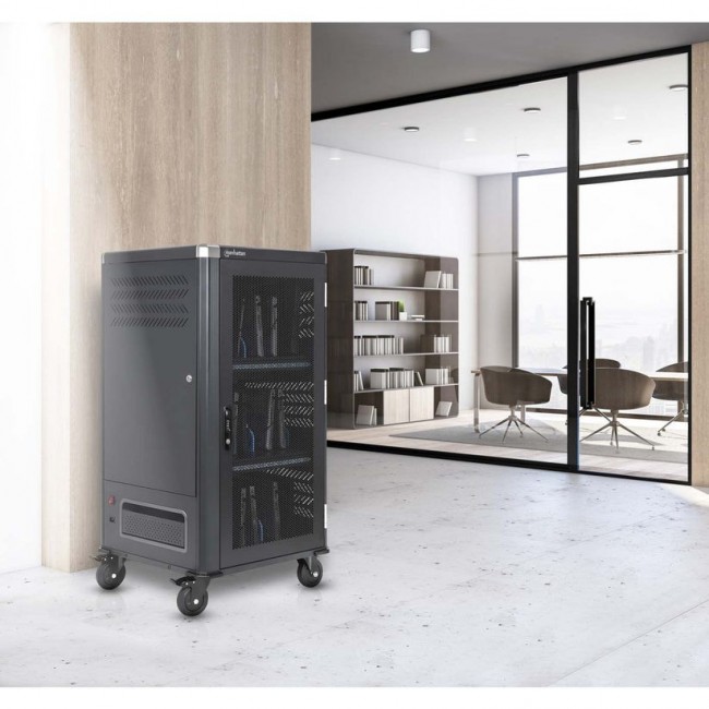 Manhattan Laptop Charging Cabinet Trolley/Cart via USB-C 65W 16