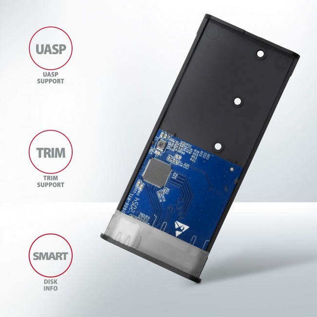 Axagon EEM2-SB2 External USB-C 3.2 Gen 2 metal box for M.2 NVMe & SATA SSD disks. Screwless
