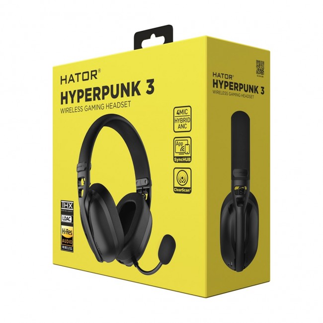 HATOR Hyperpunk 3 Wireless Headset Wired & Wireless Head-band Gaming USB Type-C / USB Type-A Bluetooth Black