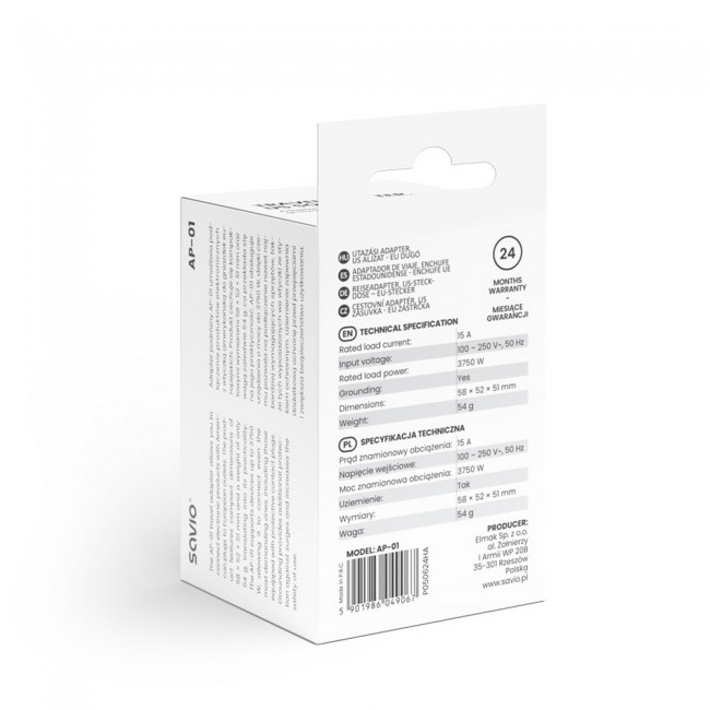 Savio AP-01 power adapter/inverter Indoor White Savio AP-01 power adapter/inverter Indoor White