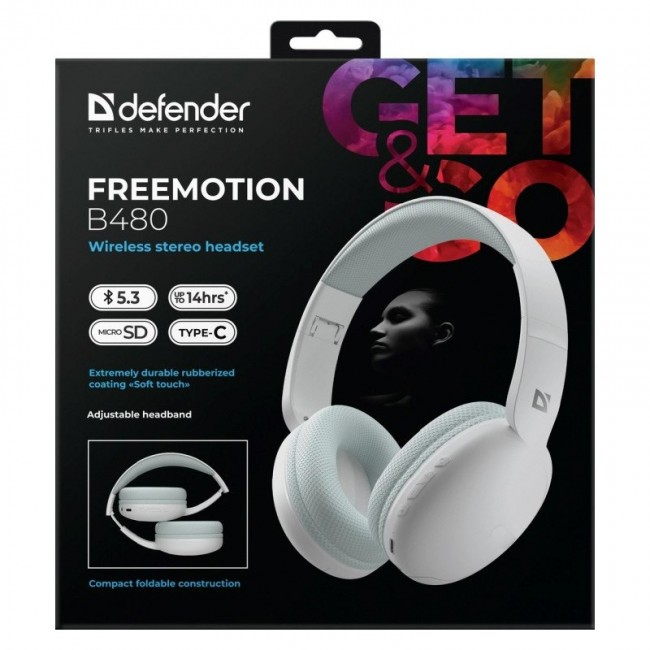 HEADPHONES DEFENDER BLUETOOTH FREEMOTION B480 WHITE HEADPHONES DEFENDER BLUETOOTH FREEMOTION B480 WHITE