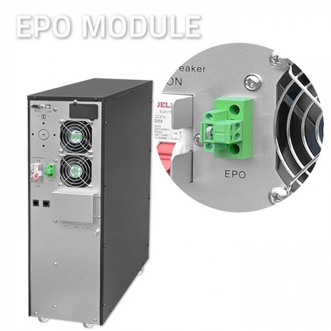 Qoltec 52284 Uninterruptible Power Supply UPS | 10kVA | 10000W | Power factor 1.0 | LCD | EPO | USB | On-line