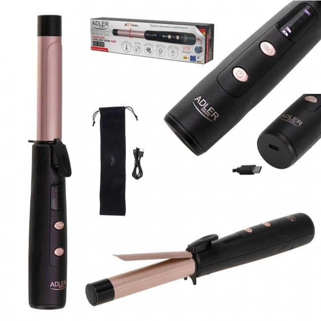 Adler AD 2120 Wireless USB curler black, pink