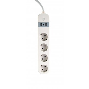Gembird TSL-PS-S4U-01-W Smart power strip 4 AC outlet(s) Type E 1.5 m 3 3880 W White