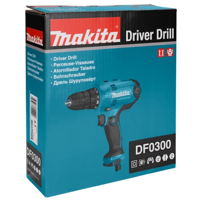 Makita DF0300 drill 1500 RPM Keyless 1.2 kg Black, Blue Makita DF0300 drill 1500 RPM Keyless 1.2 kg Black, Blue