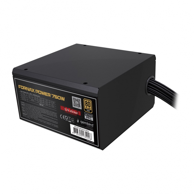 Gembird CCC-PSUBRONZE-750W Power supply unit Fornax Power 750W active PFC 12cm fan 80+Bronze color box Gembird CCC-PSUBRONZE-750W Power supply unit Fornax Power 750W active PFC 12cm fan 80+Bronze color box