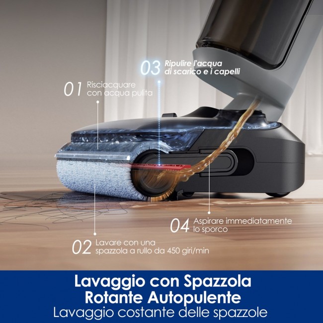 Tineco FloorOne i5 Stretch PLUS Upright vacuum Battery Dry&wet Bagless Grey 2.5 Ah