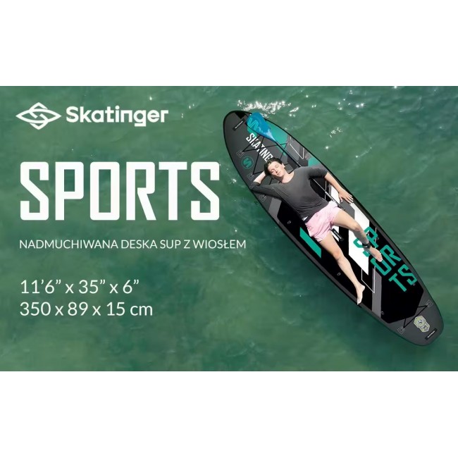 SKATINGER Grey Sports 350x89x15 Yoga SUP Board