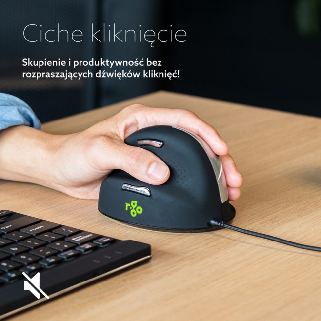 R-Go Tools Ergonomic mouse R-Go HE Break with break software, large (hand size 185 mm), left-handed, Wired, black