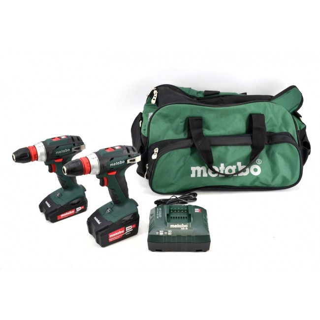 METABO. KIT 2xBS18Q + AKU LiPOWER 1x2.0 Ah 1x4.0 Ah +BAG %%%