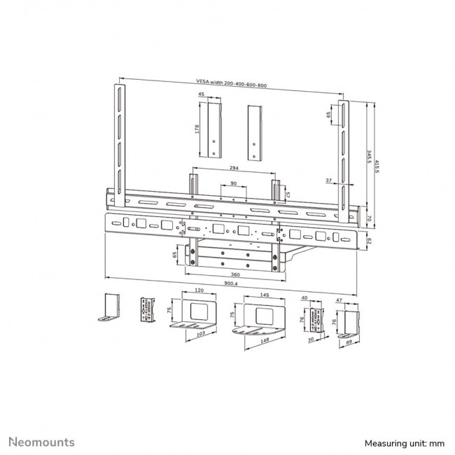 Neomounts AV60-500BL Videobar and laptop shelf kit 43-110