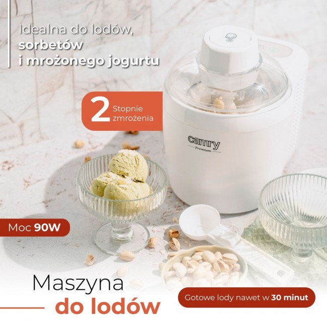 Camry Premium CR 4481 ice cream maker Gel canister ice cream maker 0.7 L 90 W White Camry Premium CR 4481 ice cream maker Gel canister ice cream maker 0.7 L 90 W White
