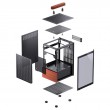 Jonsbo T6 PC Case, Mini-Tower, Mini-ITX, Tempered Glass, Wood, black