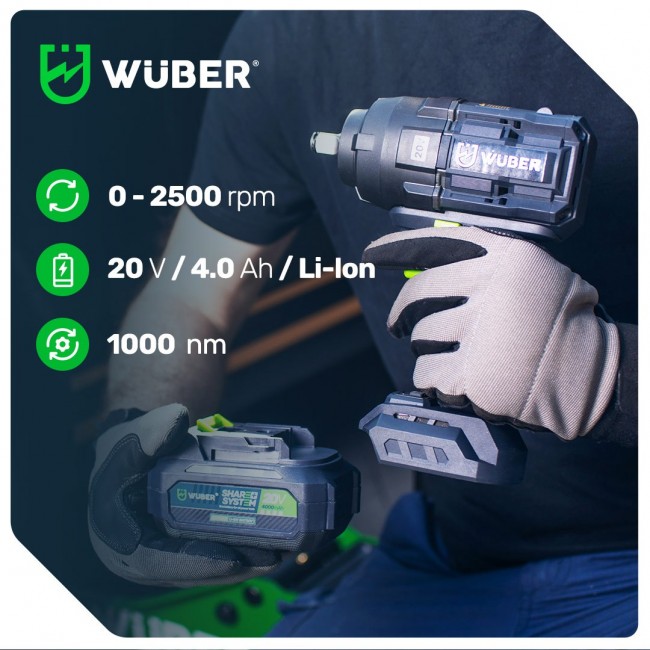 Brushless impact wrench 20 V W04604 WUBER